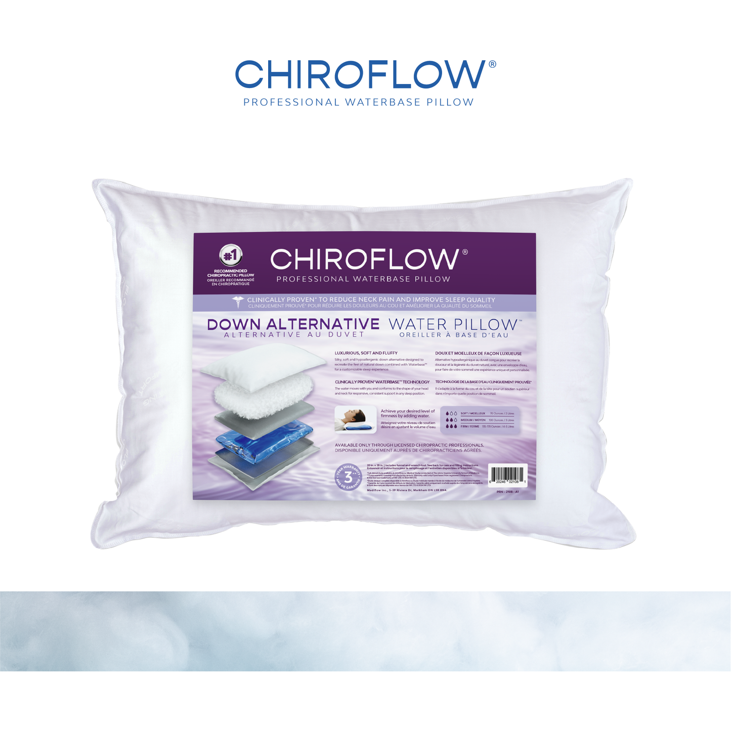 Chiroflow Down Alternative Water Pillows - Multi-Pack Options