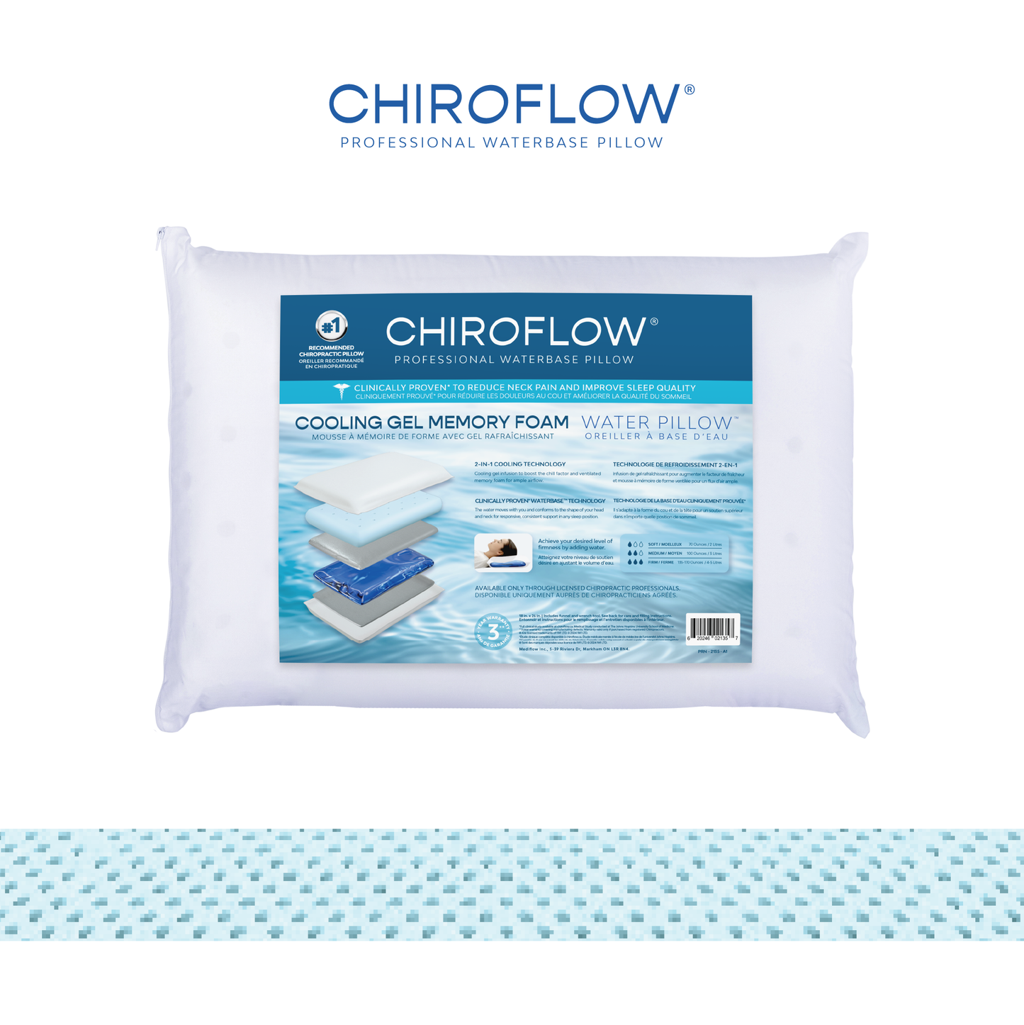 Chiroflow Premium Cooling Gel Memory Foam (4 Pillows)