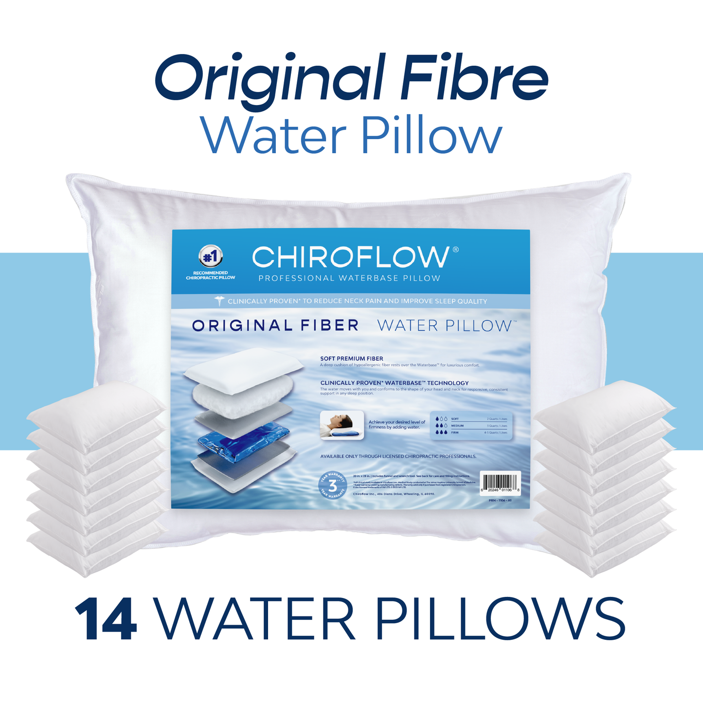 Chiroflow Original Fibre Water Pillows - Holiday Multi-Pack Options