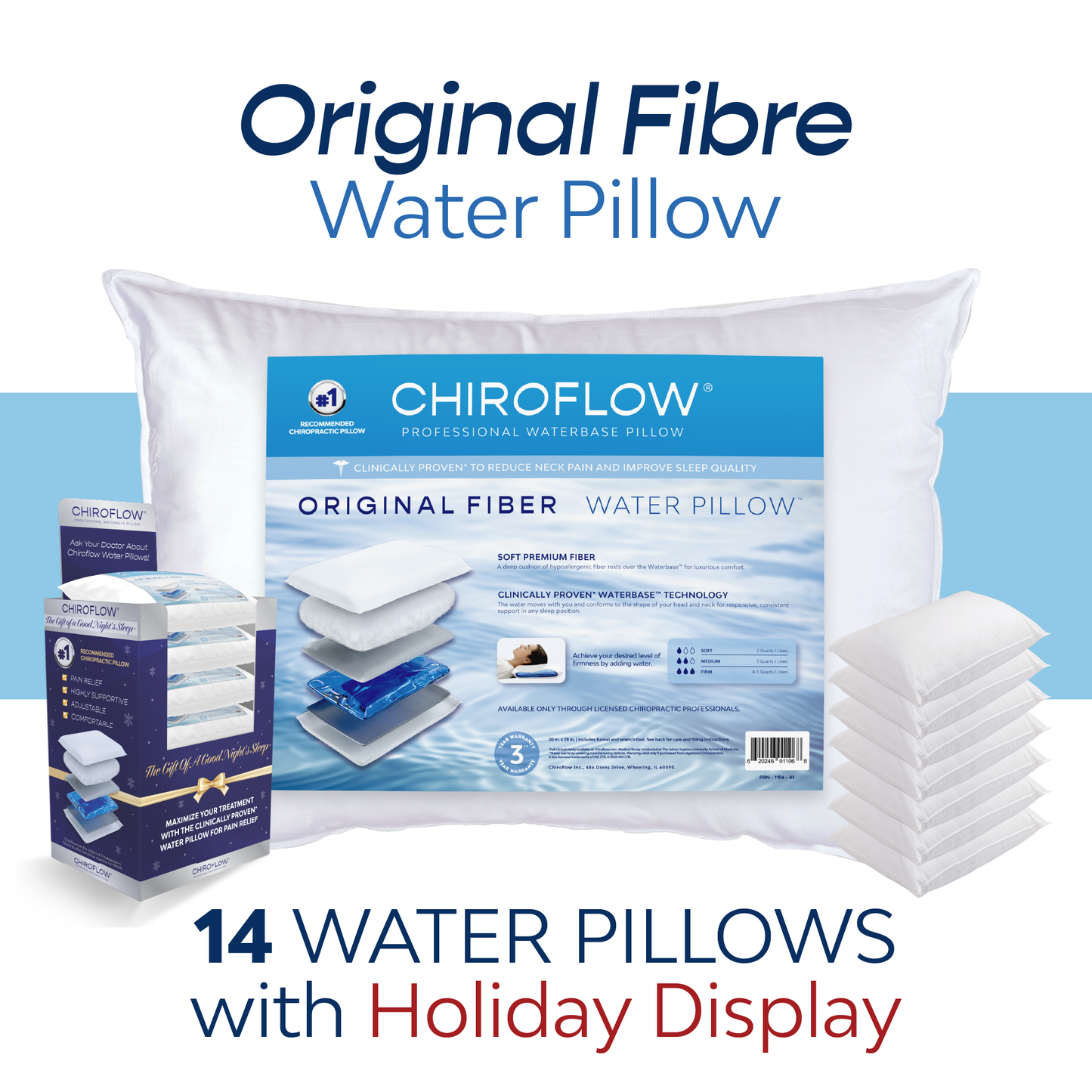 Chiroflow Original Fibre Water Pillows - Holiday Multi-Pack Options