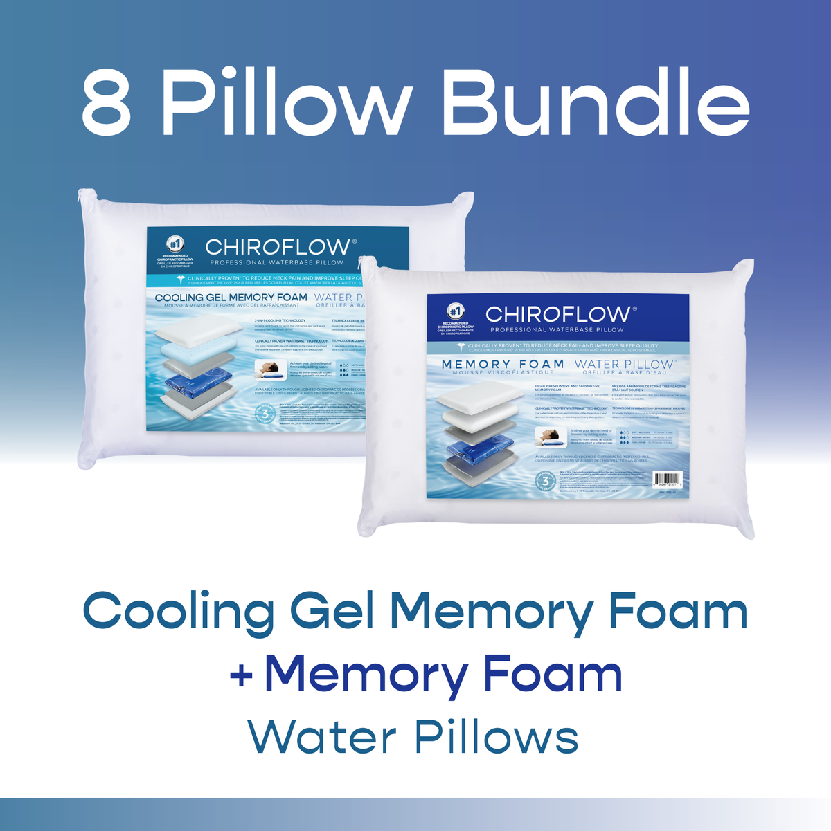 Chiroflow Water Pillows – Foam Bundle 8 Pack-new sku